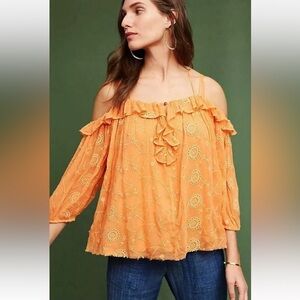 Anthropologie Floreat Maryana Blouse Orange size M